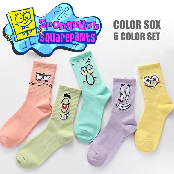 supreme✖️スポンジボブ ソックス スポンジボブ ソックス 5足セット コットン くつ下 靴下 Spongebob
