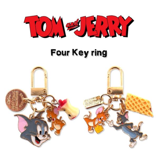 トムとジェリー 4蓮チャーム キーホルダー キーリング アクセサリー ファッション小物 :tomjerry-keyring-01:LUPO 通販 トムとジェリー 立体 マスコット キーホルダー ストラップ付き Ver.2 トム