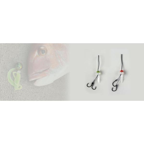 簡単セッティング！好きなワームを使って鯛を狙う！お好みのワームを指すだけで簡単にタイワームが可能！ネクタイストッパー付属でワーム＆ネクタイ両方で誘う！