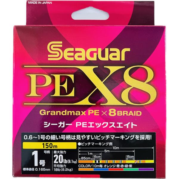 高感度】当社PEシリーズで最も伸びが少ないグランドマックスPEを採用。【高強力】8本組を採用し強度を徹底追求。【高視認性】新ピッチマーキングを採用し視認性を徹底追求。【バリュープライス】コストパフォーマンスを徹底追求。