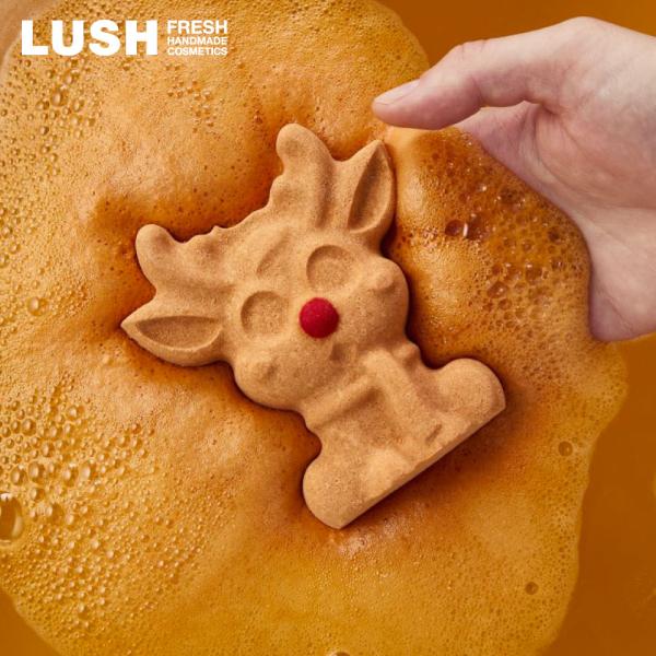 LUSH レインディア ボム バスボム 入浴剤 クリスマス 数量限定 ギフト プレゼント トナカイ お風呂 高保湿 カカオバター 甘い 香り 癒やし ラッシュ 公式