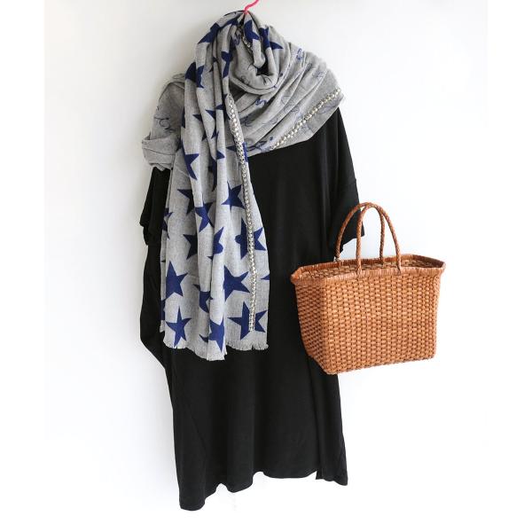 CITRUS Je t'aime & スター ストール シトラス CITRUS Je t'aime & スター グレー ネイビー ストール