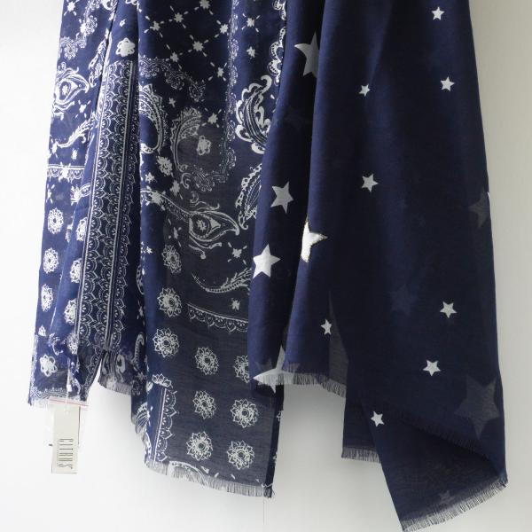 シトラス CITRUS スター×バンダナ柄 ネイビーストール : ラブリ - 通販