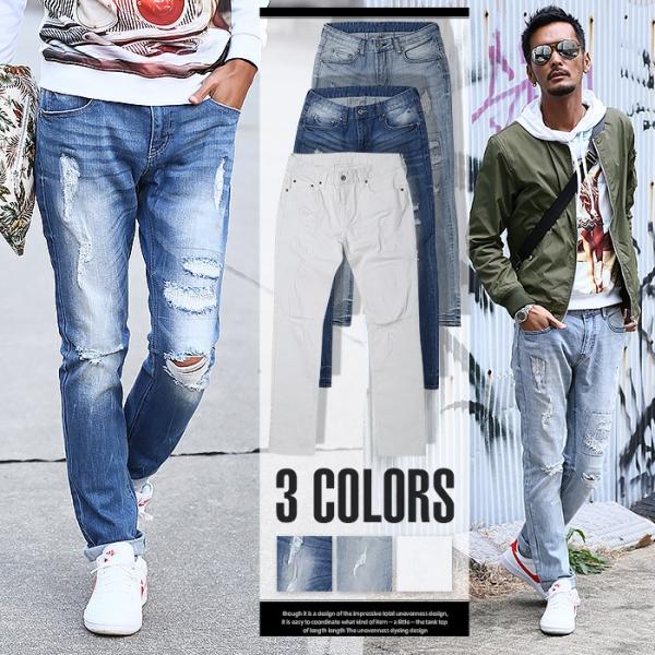 Bitter デニム メンズ ダメージ クラッシュ ダメージクラッシュリペアステッチストレッチデニムパンツ デニムパンツ ストレート ストレッチ リペア ジーンズ 白 Buyee Buyee Japanese Proxy Service Buy From Japan Bot Online