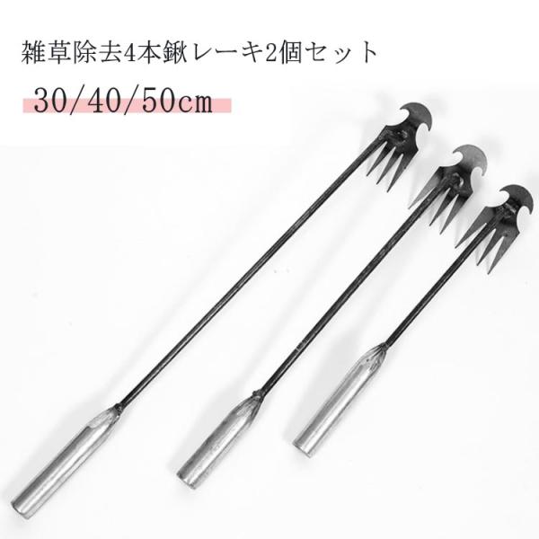 2個セット 草抜き 草取り器 草取り 道具 雑草取り 雑草抜き 根こそぎ ガーデン くわ 便利 グッズ 芝生 庭 除草ツール 雑草除去ツール 4歯 ガ