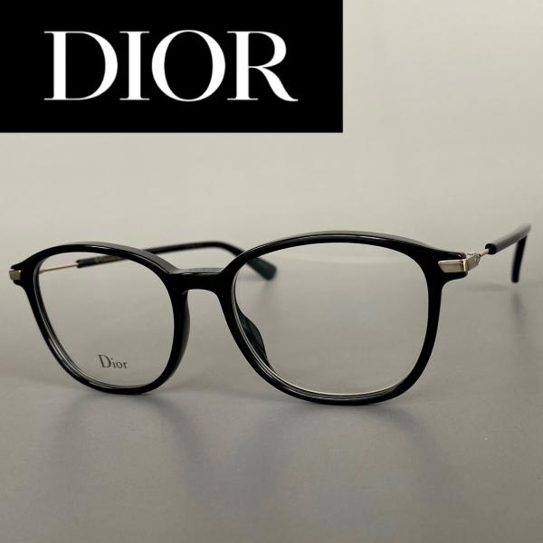 メガネ ディオール Christian Dior ブラック シルバー ボストン メタル 黒 銀 黒縁 Dioressence7 新品 メガネフレーム  フルリム 黒縁