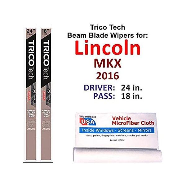Beam Wiper Blades for 2016 Lincoln MKX Set Trico Tech Beam Blades Wipers Se