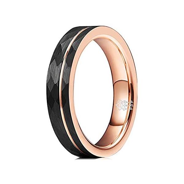 THREE KEYS JEWELRY 4mm Tungsten Carbide Womens Hammered Wedding Band Ring w