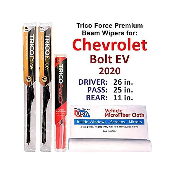 人気アイテムPremium Beam Wipers for 2020 Chevrolet Bolt EV Set w/Rear Trico Force Beam