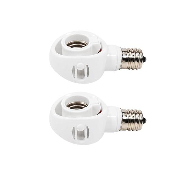 Abishion-E17 LED電球専用-口金変換アダプター 電球 ソケット-簡単取付 -AC 100V-ホワイト2個セット。