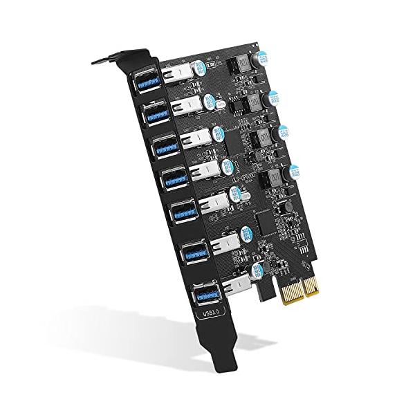 IDEAPRO USB3.0増設ボード 7ポート USB 3.0増設 PCI Express インターフェースカード 外部給電不要 5Gbps高