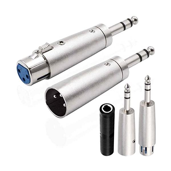 Xiatiaosann XLRから6.35mm 1/4 TRSアダプター、2個の3ピンXLRメスジャックから6.35mmオスステレオバランスオー