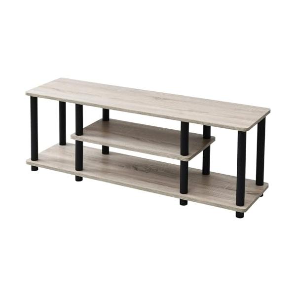 山善YAMAZEN テレビ台 43型対応 幅111.5×奥行29.5×高さ41.5cm A4対応 かんたん組立 工具不要 収納棚 オーク/ブラッ