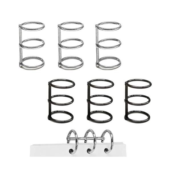 商品内容3穴のルーズリーフリング*6（シルバー*3+ブラック*3）、 穴径は20mmで、高さはやく40mmです。単語帳、資料保存、メモー作り、カレンダー、アルバムに使用できます。・金属素材3穴ルーズリーフリングは高品質の素材で作られており、...