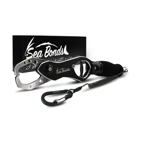 SeaBonds フィッシュグリップ 計量付き 釣り フィッシンググリップ 開口部ステンレス 防錆 アルミ合金 高耐久 魚つかみ 海水可 カラビ