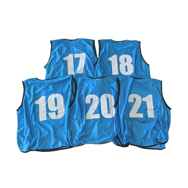 Fungoal ビブス ゼッケン 17-21番 5枚セット 子供用 大人用 スカイ