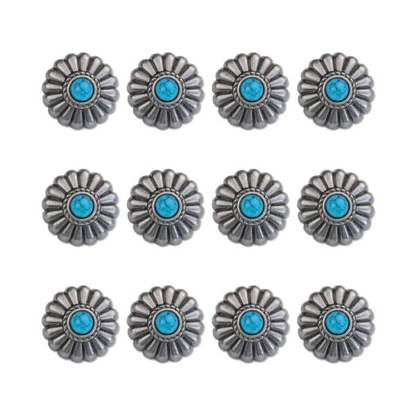 金属/16mm/-・セット内容：16mmボタン12個、リトルデイジーターコイズパターンモデリング、クラフトDIY愛好家に適しています。・合金＋プラスチック素材製。変色や経年劣化に強く、財布やバッグのボタンとして普段使いにも安心。光沢のある質...
