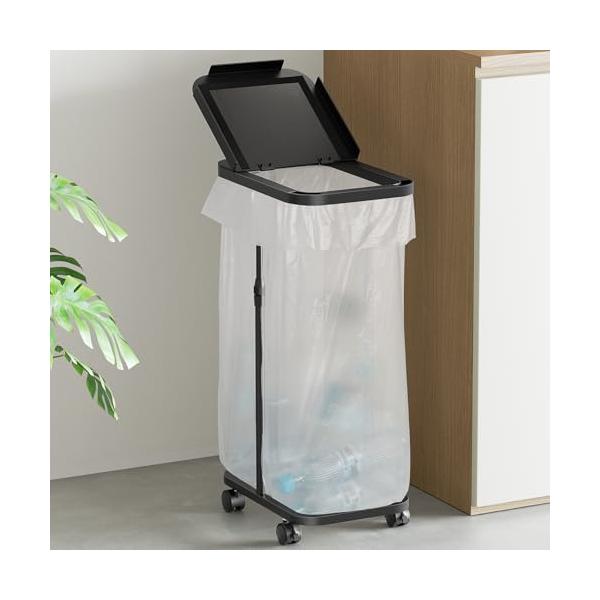 ブラック/L/SH28・Color:ブラック・便利なゴミ袋ホルダー仕様　アジャスター付きサイズ：約33.5×22×（47.5〜78）cm／キャスター付きサイズ：約33.5×22×（50.5〜81）cm 重量：約2.2kg 材質：スチール（紛...