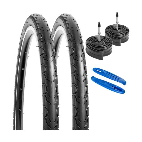 YunSCM 2本セット20x1 1/8 タイヤ20x1 1/8 30-451 自転車タイヤ+チューブ 肉厚 仏式バルブ60mm+タイヤレバー適