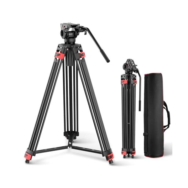 三脚⭐水準器　デジカメ　ビデオ　3WAY雲台　キャリングバッグ 付属 KING 三脚 150cm 4段 3WAY 雲台 収納袋 水準器付 ビデオカメラ