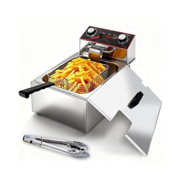 銀色/-/-・プロも家庭も使える電気フライヤーです。業務用としても家庭用としても活用でき、卓上でコンパクトに使える多機能フライヤー。温度を細かく設定できるので、天ぷらやポテトフライなど、さまざまな揚げ物をカラッと仕上げます。・10℃単位で調...
