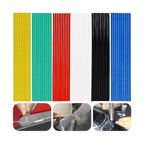 プラスチック溶接棒 カラー溶接棒 6色 60本セット 自動車バンパー補修 PP/PVC/ABS 溶接棒 長さ約25cm 溶接が容易 簡単な操作