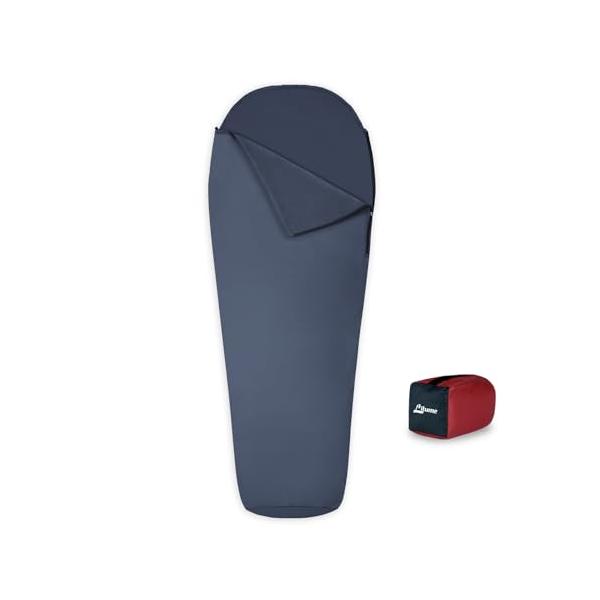 Litumeオールシーズン対応 寝袋インナーシュラフ 8°Cまでに向上 静電気防止ベロアフリース マミー型寝袋 バックパッキング、キャンプと旅行用 引き紐フード付きの軽量寝袋 (ベロアイン Litumeオールシーズン対応 寝袋インナーシュラフ 8°Cまでに向上 静電気