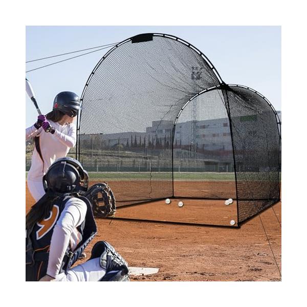 DOUBLE バッティングケージ 野球ネット 屋外 自宅 折り畳み バッティング 防球 ピッチング 練習 キャリーバッグ付き 3X4X3M Doubleriver バッティングケージ 野球ネット 屋外 自宅 折り畳み