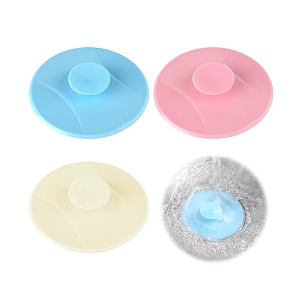 ベージュブルーピンク/-/-・材質排水口カバーは高品質の材質で作られ、変形せず、地面の吸着力が強く、水を恐れず、密閉式でフィットし、防水性と機動性がある。・包装3色のシリコン床排水口シンクカバー（ベージュ*1+ブルー*1+ピンク*1）が届き...