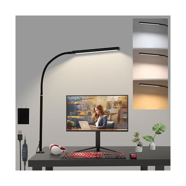 ブラック/-/ZMJADL Single head・アップグレードされた84ビーズLED目の保護デスクランプこのランプは、色温度3000Kの高品質LEDランプビーズ42個と色温度6000Kの42個のビーズで構成されており、まぶしさがなく、ち...