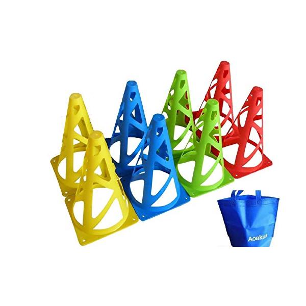 8本4色/-/-・Style:8本・陸上競技・サッカーやフットサルなどの練習に使えるマーカーコーン。・便利なマーカーコーン8個セット（赤2・青2・黄色2・黄緑2）・サイズ：高さ約23cm、底面約13×13cm（正方形）・重量：75g・便利な...