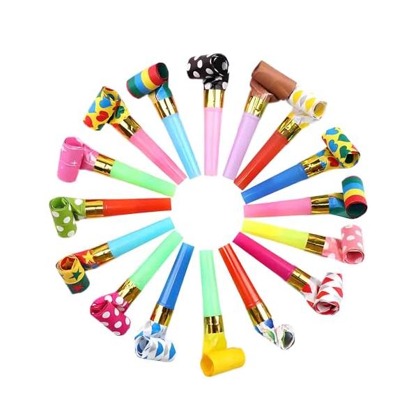 セット内容・素材吹き戻し笛 20個装（カラーランダム）、耐久性のあるプラスチックで作られており、破損しにくいので、繰り返し使用することができます。・アイデアおもちゃ豊かな色彩がおめでたい雰囲気を完全に演出し、自由に伸びたしっぽとカラフルな外...