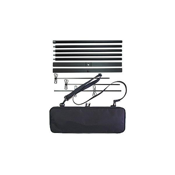 ブラック/-/-・Color:ブラック・パッケージ個数:1・重量：1.15ｋｇ・商品サイズ：分解時40ｃｍ／組立時の最大高さ2ｍ・40ｃｍ~2ｍまで、40ｃｍ単位で高さを調整できます。・材質：アルミ、スチール、ステンレス・日本製