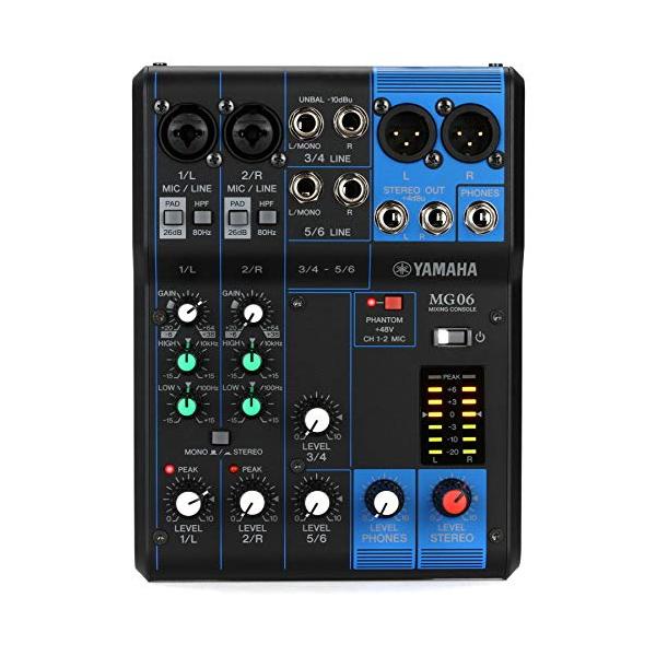 他サイト： ヤマハ YAMAHA 6チャンネルミキシングコンソール MG06 最最大2 Mic / 6 Line入力 マイクプリアンプD-PRE搭載 堅牢なの商品画像