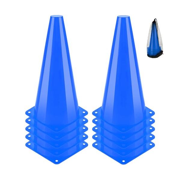 青/-/-・?高耐久性、破断しにくい：マーカーコーン良質なPE材料で作られ、柔軟性と弾力性があり、踏んでも迅速に回復できる。破断しにくく、繰り返し使用でき、非常に安全である。高さは32cmで、広い場所で使用すれば目立ちます。例えばサッカー場...