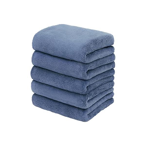 他サイト： レックLEC 激落ちくん マイクロファイバー フェイスタオル 5枚入 ネイビー 超極細繊維のやわらかい肌ざわり/高い吸水性/濡れても乾きやすいの商品画像