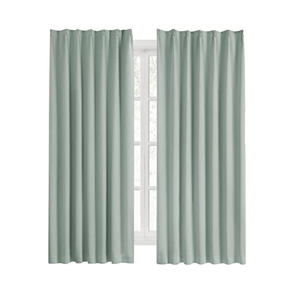 Hansleep カーテン 1級遮光 2枚組 幅100cm丈150cm カルダモングリーン 断熱 防寒 防音 省エネ 厚手 無地 おしゃれ 洗え