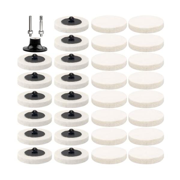 フェルトバフ 30枚セットホワイト/-/XW-yangmaolun-30pcs・Style:フェルトバフ 30枚セット・ポリッシャーバフセット内容:30枚 フェルト バフ、1個 ディスクブラケット、1個金属六角軸、1個 金属丸シャフト フェ...