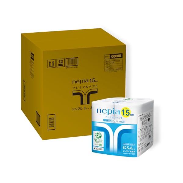 他サイト： ネピア プレミアムソフト トイレットロール 1.5倍巻82.5mシングル 無香料 64ロール8ロール×8パックケース品の商品画像