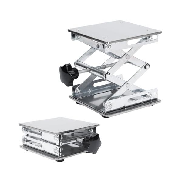 シザージャッキシルバー/150mm/11-0002・製品仕様製品内容：ラボジャッキ x 1、サイズ：150×150mm、 持ち上げ高さの範囲は70mmから260mm 、作業面は上部パネル200 * 200mm、下部ベースプレート150 * ...