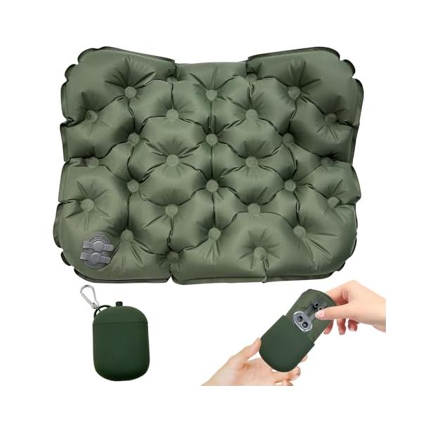 グリーン/サイズ/mja1478・Color:グリーン・1つで2役エアークッション 収納ケースだけではなく、空気ポンプにもなりますボリュームがありクッション性もすごく良く、耐荷重は90kgまでマットは真っ平らにはならず波打ったような感じで膨...