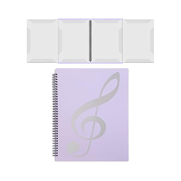 楽譜ファイル 4ページ展開 A4サイズ 10枚で40面収納 譜面 作曲 レッスン ファイル 5色 書き込みできる 反射しない 見開き ピアノ 電