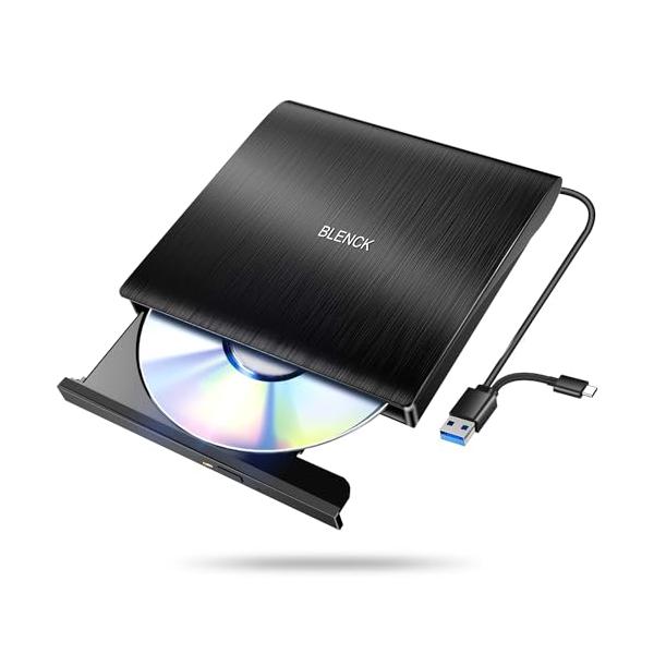 2024革新モデル 外付けDVDドライブ 極静音 CD DVDドライブ 外付け 高速 USB 3.0&amp;Type-Cデュアルポート 外付けCDドラ