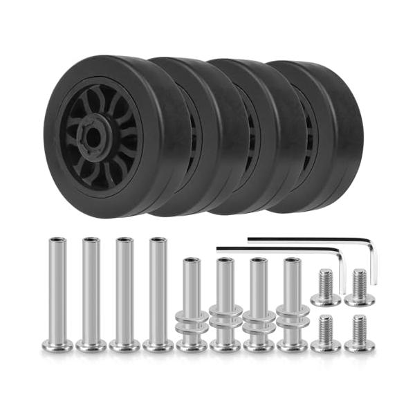 ブラックブラック/-/50x21mm・キット内容：キャスター（車輪）*4、 ボルト（車軸）*8（30mm×4，35mm×4）、 ネジ*8、 ワッシャー*8 、レンチ*2・車輪の修理部品：ご愛用のスーツケースやキャリーバッグ などの車輪が劣化...