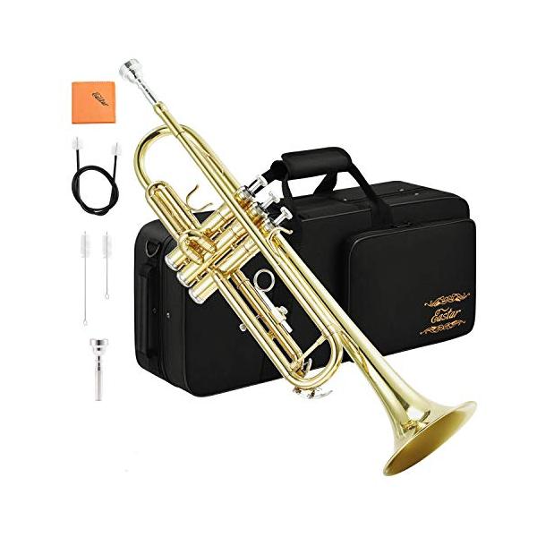 他サイト： Eastar トランペット Bb調 Trumpet 初心者 清潔アクセサリー付 開学 学生 大人 ゴールドブラスの商品画像