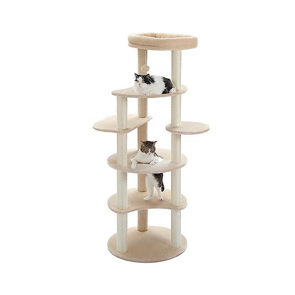 PETEPELAぺテぺラ キャットタワー スリム 大型猫用 猫タワー 多頭飼い おしゃれ かわいい インテリア 据置 麻紐 爪とぎ おもちゃ コ