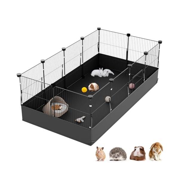 モダンブラック金属パネル*11枚、金属ドア*1枚/-/enclosure-0730・Color:ブラック金属パネル*11枚、金属ドア*1枚・お手入れ簡単な防水マット防水性のあるマットは、簡単に清掃できるため、ペットの快適な環境を保つのに最適...