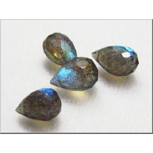 ラブラドライト ドロップカット 8〜11×6〜7mm　穴有り1粒売ビーズ