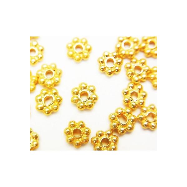 金具アクセサリーパーツ コッパー（銅）ロンデル 6mm デイジー 18KGP 1個