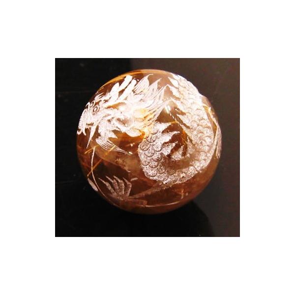 財運アップ五本爪青龍彫刻ルチル丸玉40mm